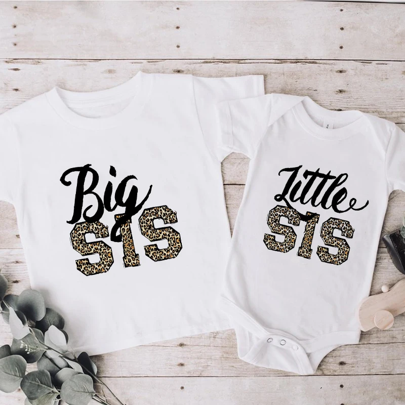 1pcs Big /little Sister Family Matching Outfit Short Sleeve Kids T Shirt Baby Bodysuit Jumpsuit Sisters Funny Clothes
