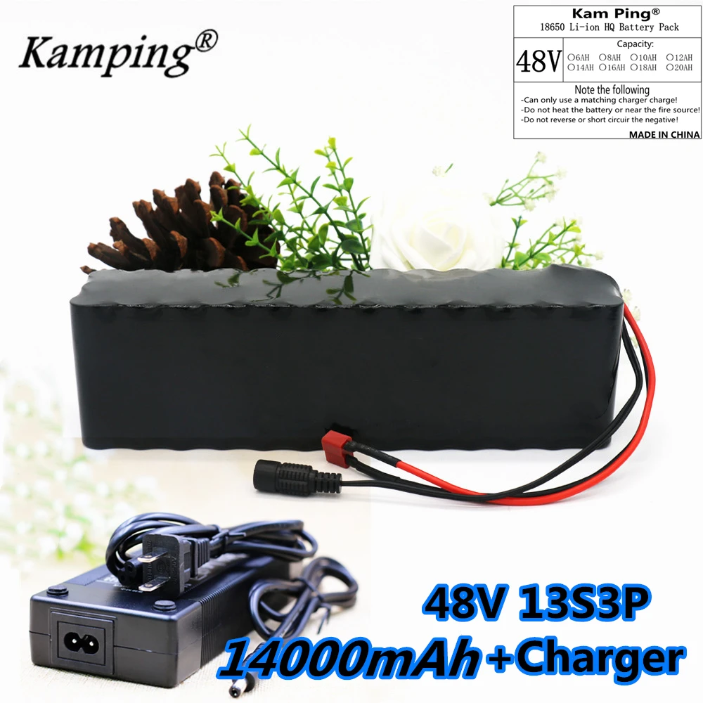 48v 14Ah 1000w 13S3P комплект литий-ионный батарей для 54,6 v электровелосипеда скутер с 30A разрядкой BMS+ 48V 2A зарядное устройство