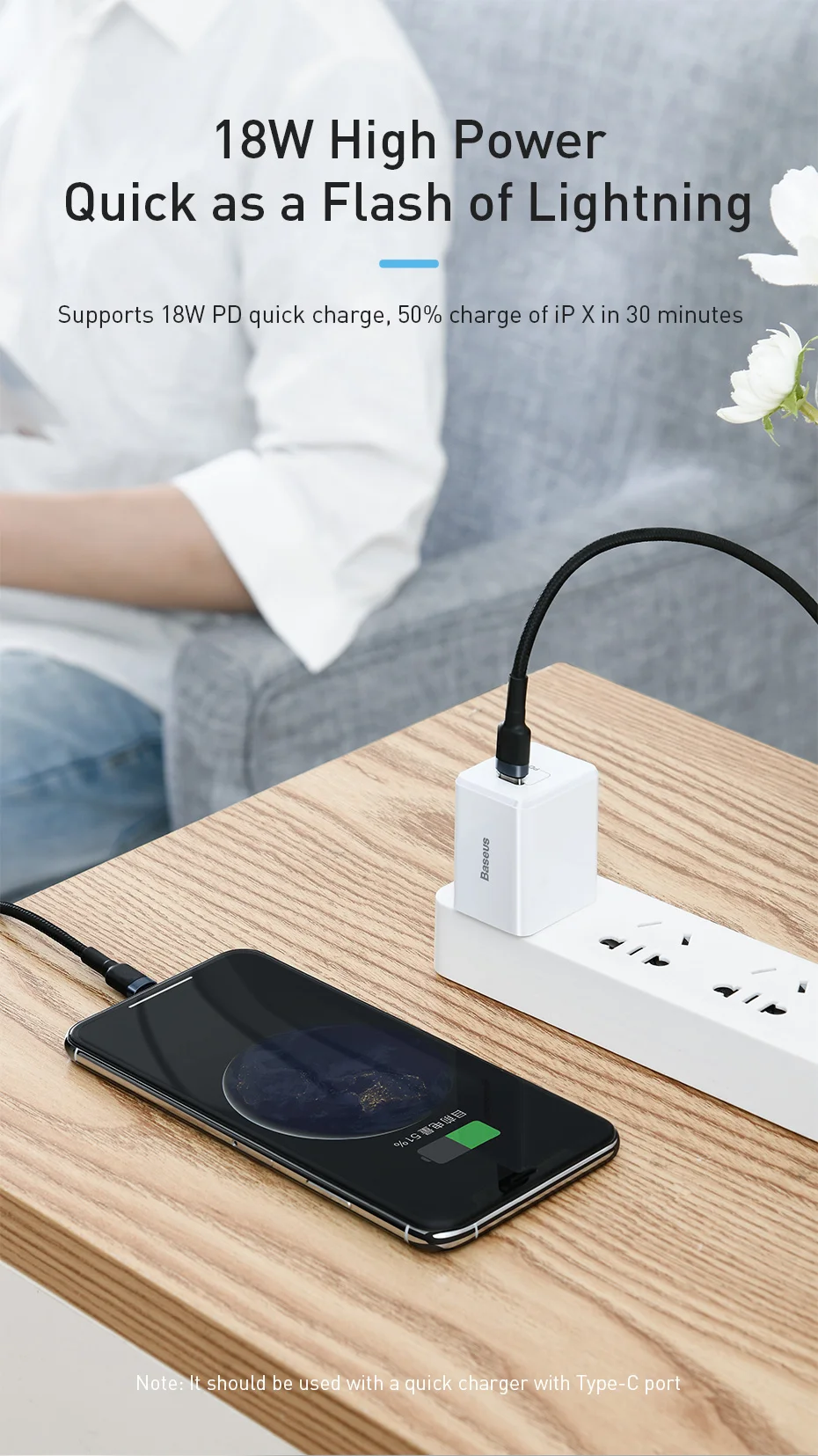 Кабель для зарядки usb c на lightning для iPhone xs max xr x 8 7 6s plus 5 apple ipad быстрое зарядное устройство PD кабель 1 м 18 Вт плетеный кабель для передачи данных