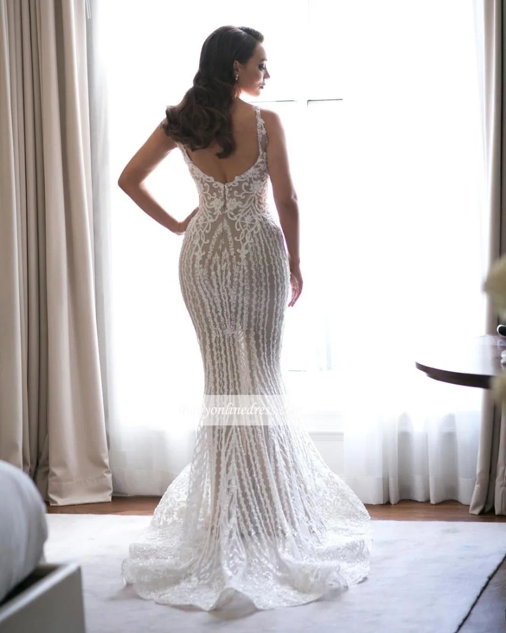 Vestidos De Novia Великолепные Свадебные платья Русалка Robe de Mariee сексуальное свадебное платье с v-образным вырезом, свадебное платье с бисером и кружевной аппликацией