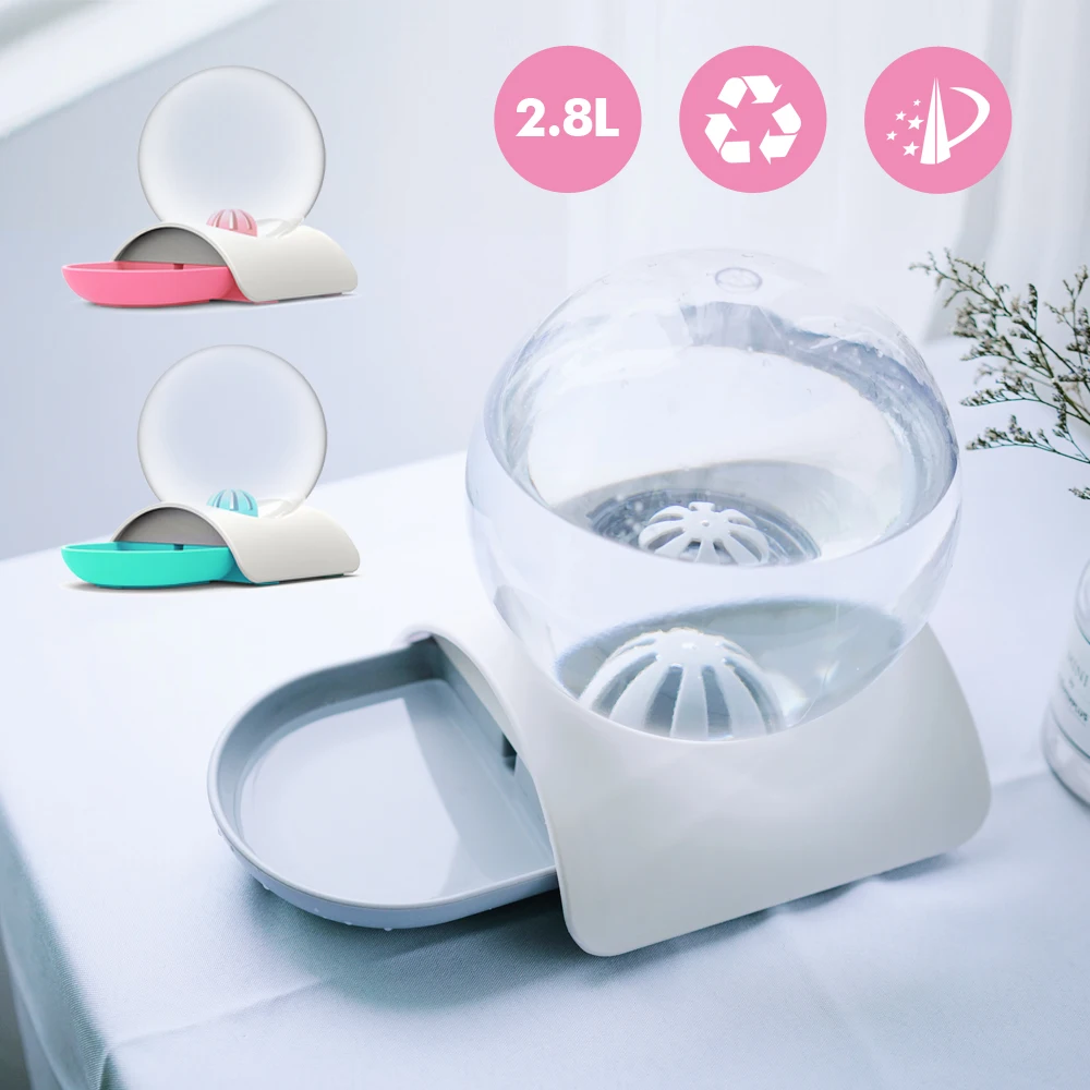 

2.8L Automatic Cat Dog Water Fountain Feeder Bubble Shape Cat Dog Water Dispenser Pet Drinking Bowl For Cat Dogs No Electricity