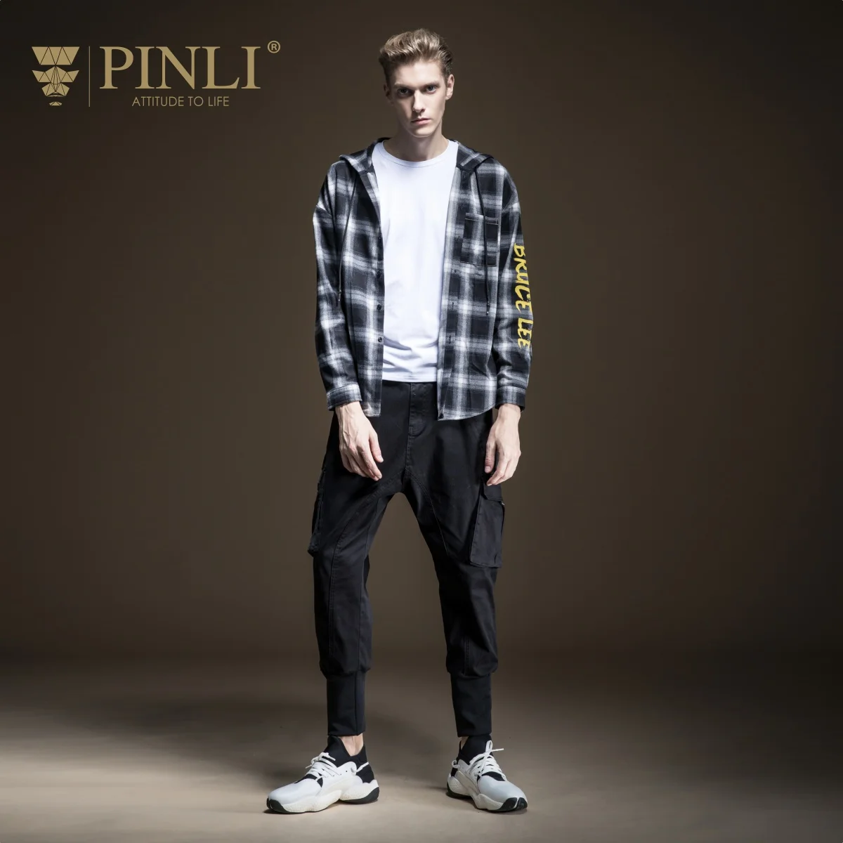 Camisa Social Masculina Real Blusas Pinli осень новая мужская одежда нежелезная клетчатая шляпа печатная рубашка с длинными рукавами B193213045