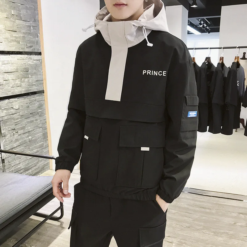 

2019 Spring New Style Coat Pullover Men Trend Workwear Hooded Hip Hop Jacket Ds319tp65