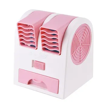 

2 air outlets mini two-hole electric fan leafless cooling fan silent fragrance portable USB desktop small fan