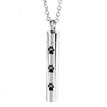 

Pet Urn Soul Necklace Stainless Steel Dog Paw Cremation Titanium Pendant Urns For Ashes Holder Keepsake Funeral Memorial Jewelry