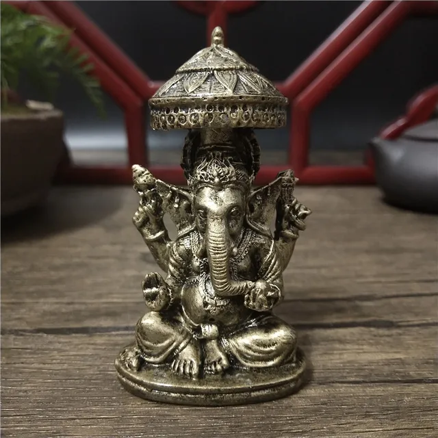 Statues de bouddha porte-bonheur Ganesha, couleur Bronze, ornements en résine, éléphant, dieu hindou, Sculptures Ganesh, décoration de la maison 1
