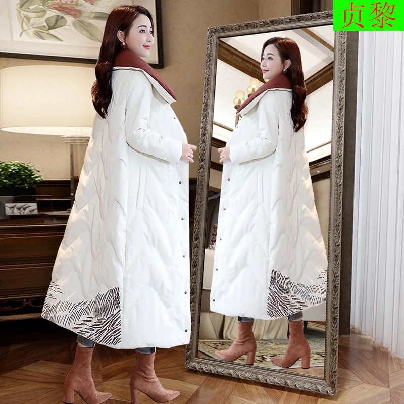 

China Ethnic-Style Cotton-padded Clothes Women's 2018 Winter New Style Thick Exta-long down Cotton-padded Clothes Clothing Exten