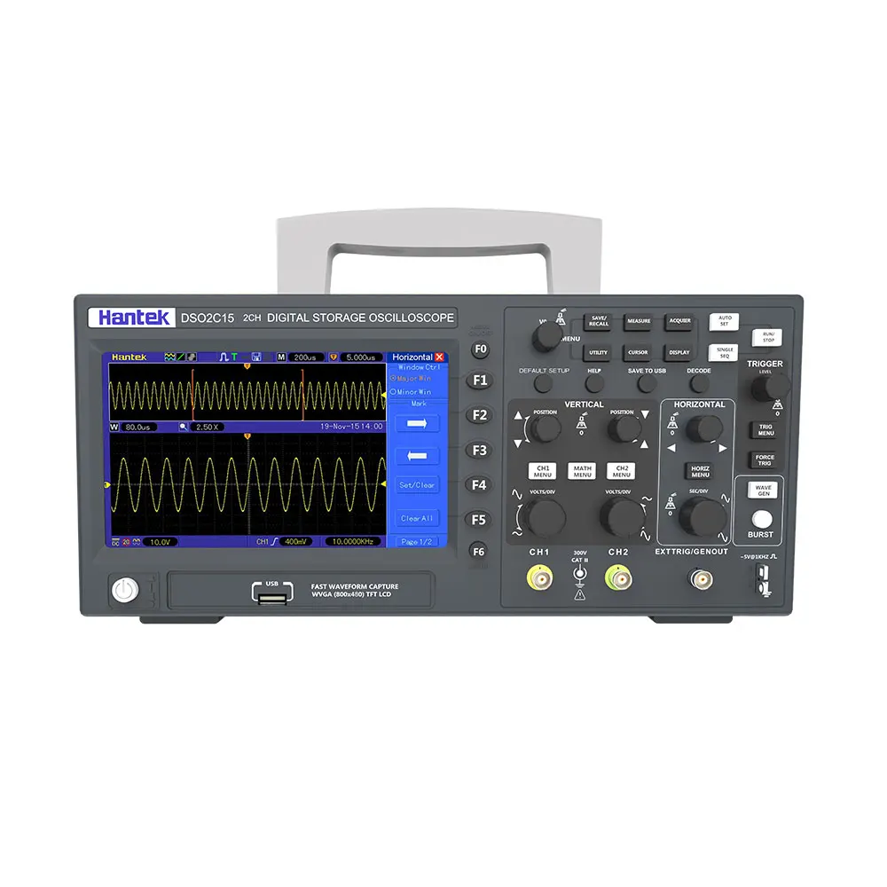 Hantek digital osciloscópio dso2c10 2c15 2d10 2d15 2 canais 100mhz/150mhz armazenamento osciloscopio 1gsa/s taxa de amostra