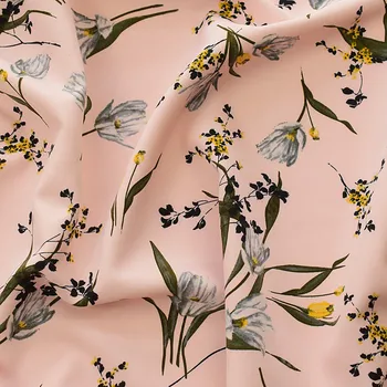 

one meter Double layer extra thick four side elasticity fabric Pink ink print tissu Fashion dress clothing fabrics