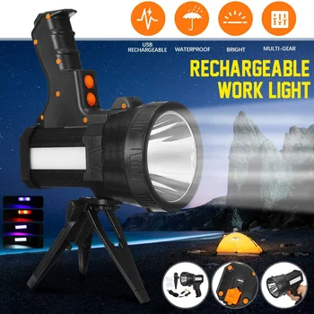 

6000LM Powerful Portable Searchlight Rechargeable Spotlight Led Flashlight USB Charging Work light Lanterns for Camping Fishing