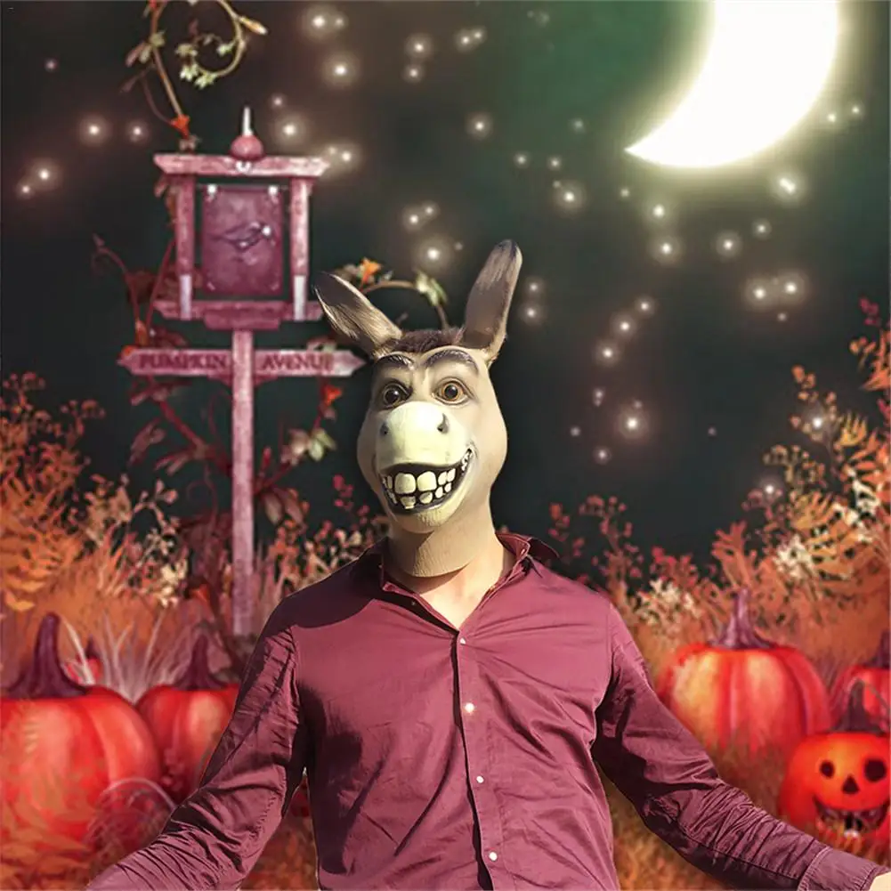 Новейшая смешной Ослик голова латексная маска г-н глупой Ослик маска на Хеллоуин для косплея костюм, реквизит фестиваль вечерние Поставки