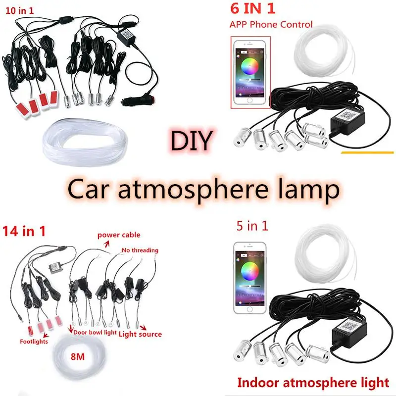 Светодиодный светильник для салона автомобиля атмосферное настроение Rgb