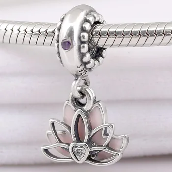 

Original Pale Pink Enamel Serene Lotus Flower Pendant Beads Fit 925 Sterling Silver Bead Charm Bracelet Diy Jewelry