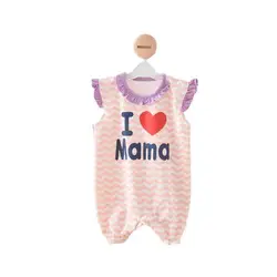 Body en coton pur pour nouveau né, vêtements à manches courtes, combinaison double avec lettres imprimées, pour bébé garçon et fille 