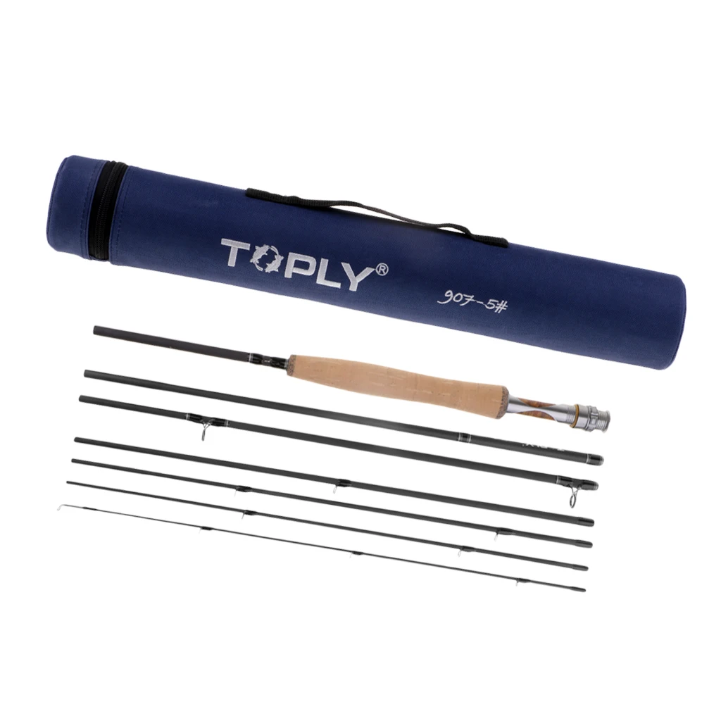 7-Pieces Traveler Fly Fishing Rod 46T Carbon Rod 9ft Fly Rod with Tube Case