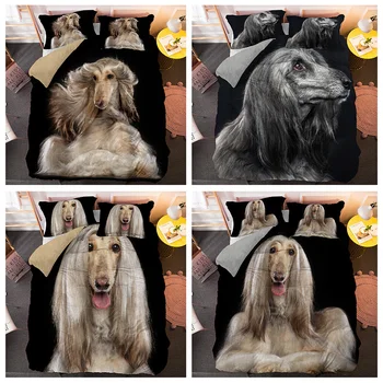

Lovely Animal Doggie Puppy with Long Hair Pillowcase Duvet Cover Bedding Set Queen Bedcloth 2/3pcs King Double Size Bed Sets