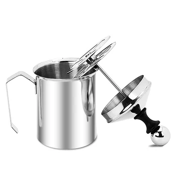 

500ML Stainless Steel Milk Frother Manual Double Milk Frother Coffee Milk Frother