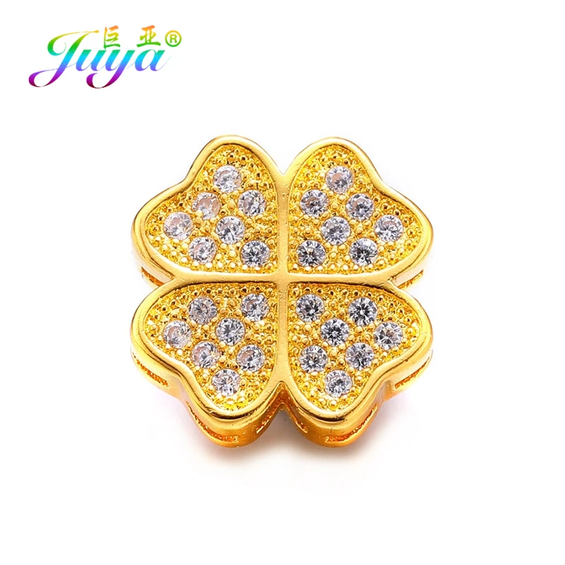 Gold Juya DIY микро проложить циркония аксессуары плавающие металлические разделители Квадратные бусины для женщин натуральный камень жемчуг Berloque Изготовление ювелирных изделий - Цвет: Gold