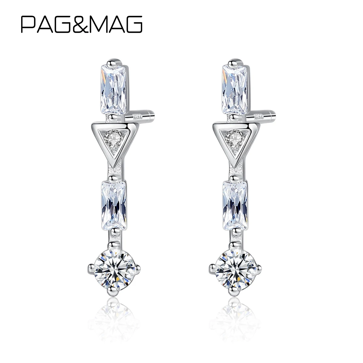 Женские длинные серьги-гвоздики PAG &amp MAG из стерлингового серебра 925 пробы с