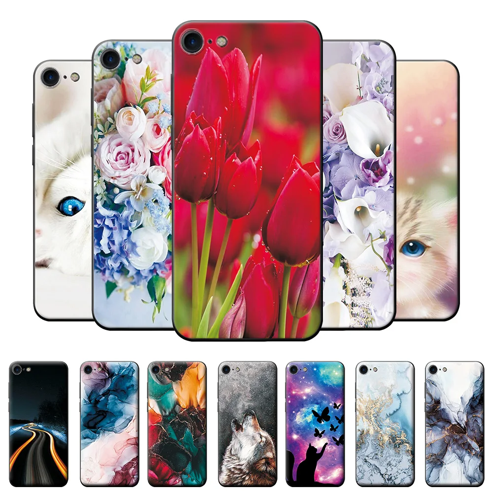Чехол для iPhone SE 2020 чехол телефона с цветами 5 6 5s 6s силиконовая Мягкая задняя
