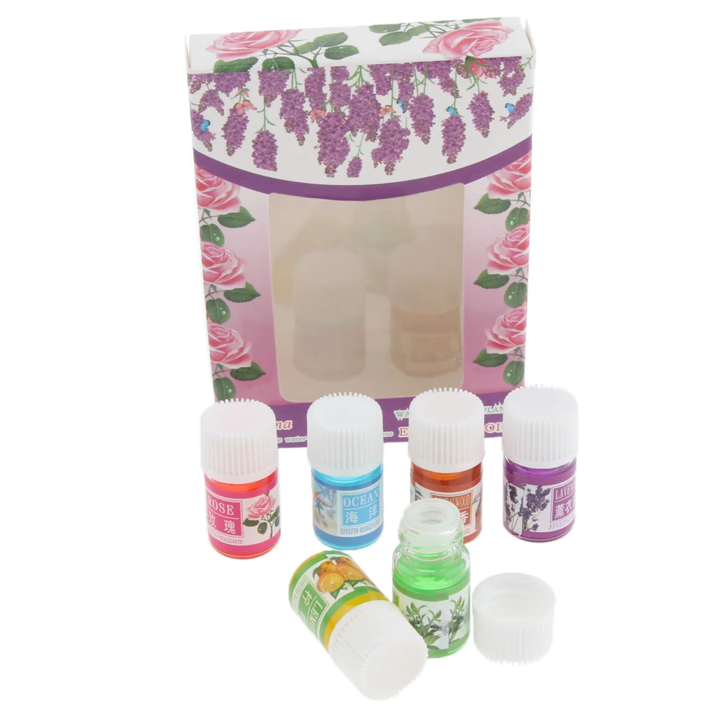 6pcs Beauty Aromatherapy Essential Oil, 100% Pure Basic Essential Oil Gift Set For Office Home Study Yoga Spa - 3ml