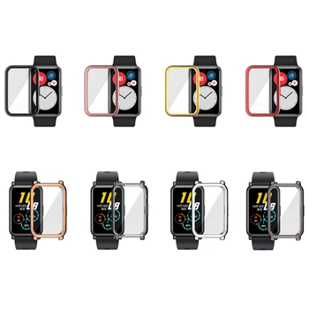 

TPU Soft Glass Screen Protector Case Shell Edge Frame For Huawei Watch Fit/Honor ES Strap Band Protective Bumper Cover Accessory
