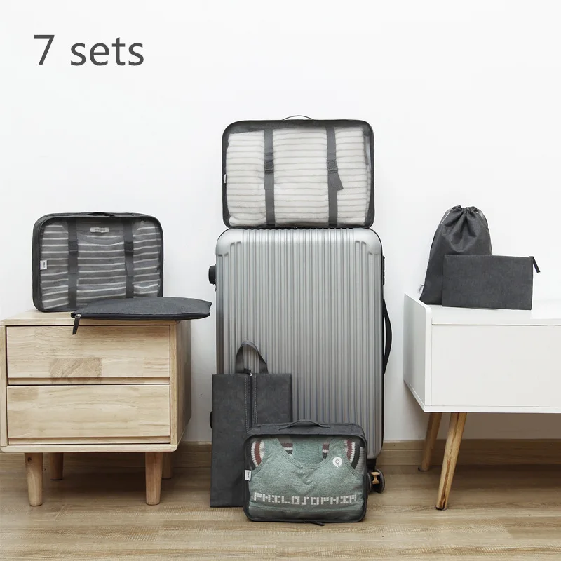 

Receive New Travel Bag Set Cationic Oxford Cloth Washing Travel Arrangement To Receive Seven Stacked Receive Bag