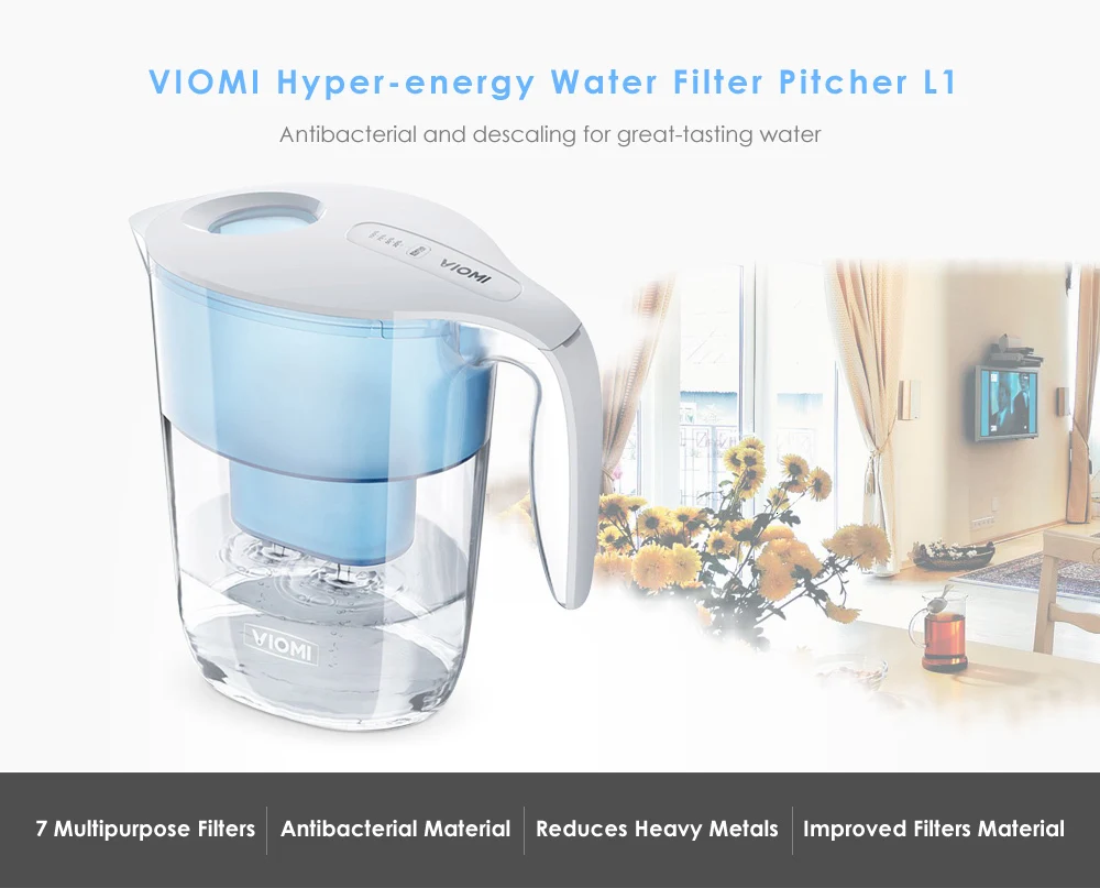 Xiaomi VIOMI 3.5L гипер-энергия фильтр для воды кувшин фильтрация диспенсер чашка с крышкой носик фильтр Xiaomi фильтр для воды бытовой