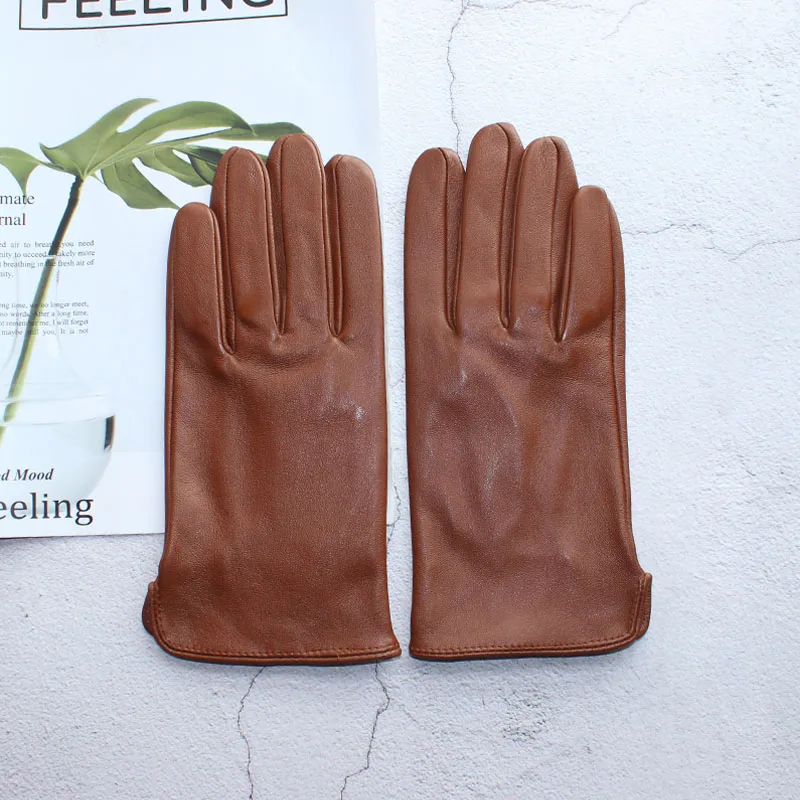 New sheepskin gloves men's leather unlined thin summer can touch screen outdoor sports driving riding gloves spring and autumn