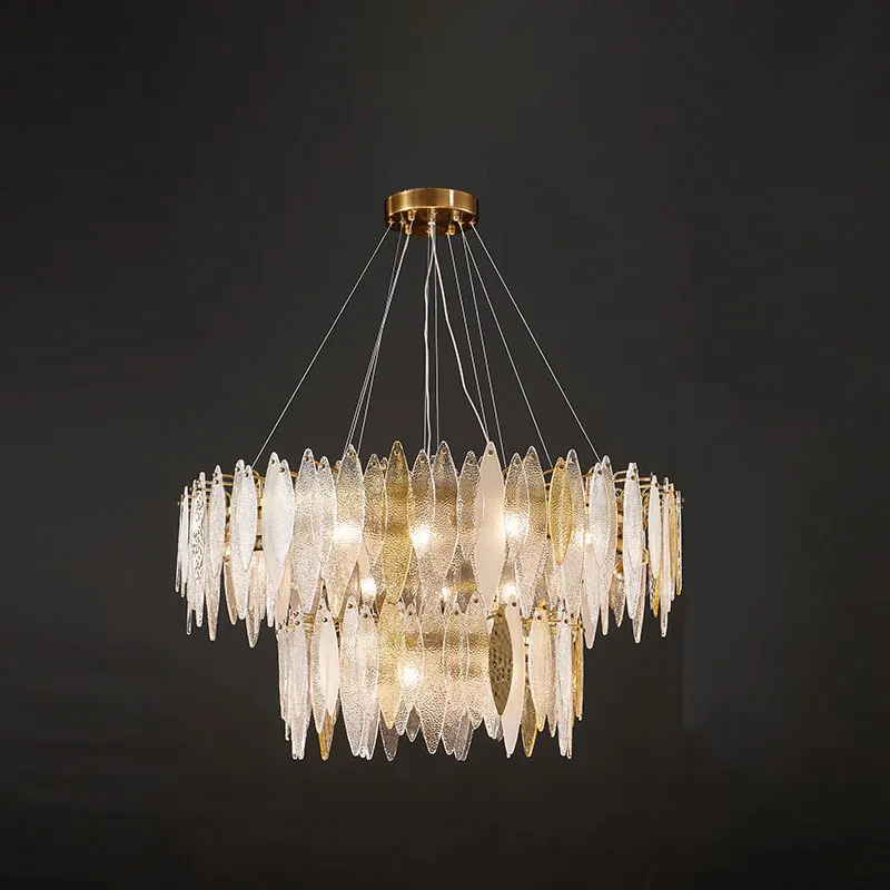 

LED Postmodern Glass Iron Gold Round Chandelier Lighting Lustre Suspension Luminaire Lampen For Dinning Room