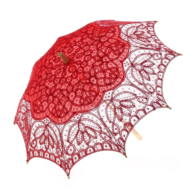 Отличные вечерние подарки, свадебные сувениры, Баттенбург, кружевной зонтик, подарки на день матери, кружевной зонтик - Цвет: A0104 red