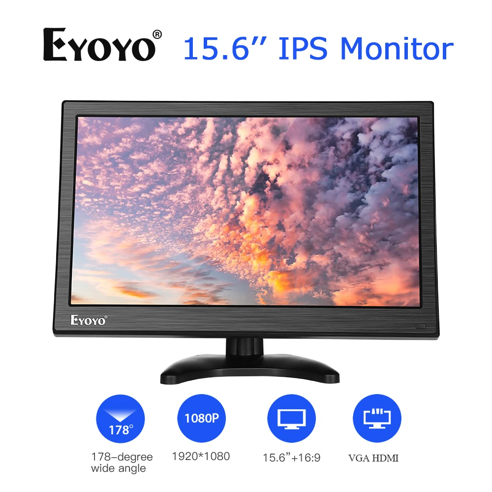 Eyoyo EM15Y 15," FHD ips lcd PC tv дисплей CC tv безопасность 1920X1080 экран наблюдения hdmi монитор с HDMI VGA Видео Аудио