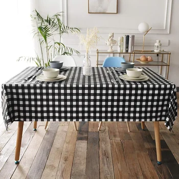 

Checkered Tablecloth Rectangle - Stain Resistant,Washable Gingham Tablecloth for Outdoor Picnic, Kitchen and Holiday Dinner, Bla