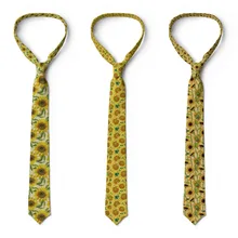 Novo girassol pintura gravata masculino feminino 8cm de largura poliéster acessórios gravata casual festa de casamento camisa terno