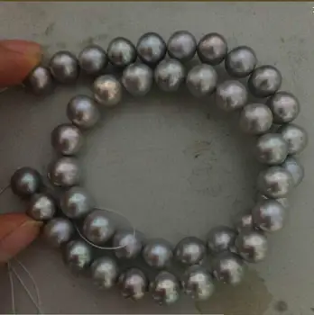 

Jewelry Free Shipping stunning 10-11mm silver grey pearl necklace 18inch