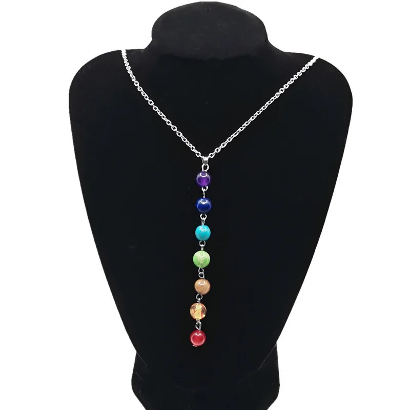 7 Chakra Edelstein Anhänger Halskette Frauen Yoga Reiki Heilung Balancing Maxi Chakra Halsketten Bijoux Femme Schmuck 2024 Neu 5
