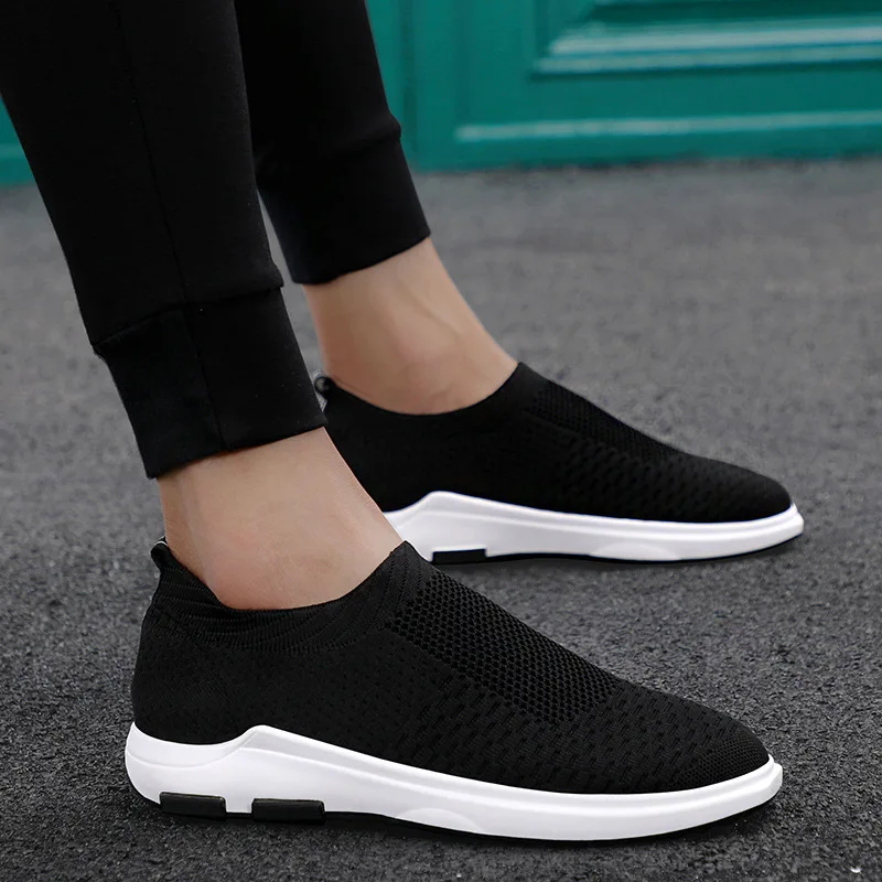 

2019 Spring New Style Men Fly Woven Athletic Shoes Korean-style Breathable Slip-on Versatile MEN'S Casual Shoes