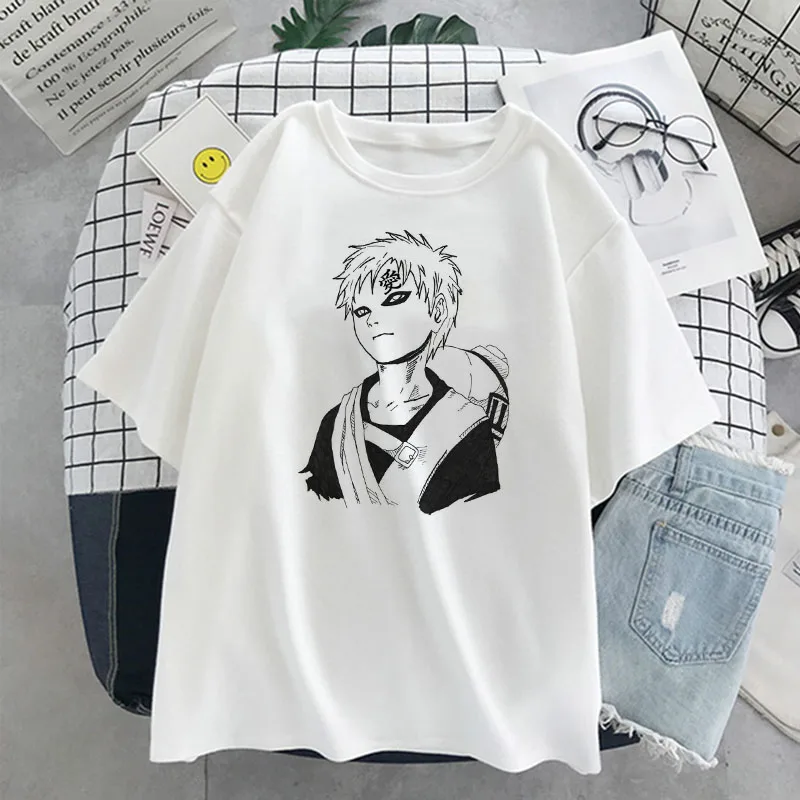 Anime Gaara Graphic T-shirt Women Tops Summer Short sleeve Japanese Sasuke tshirt Harajuku Punk clothes woman tshirts funny t shirts Tees