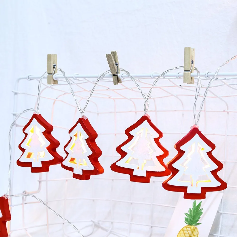 Новогоднее Рождественское дерево гирлянда 10 светодиодных двухсторонних деревянных дворов для дома праздничные вечерние декоративные