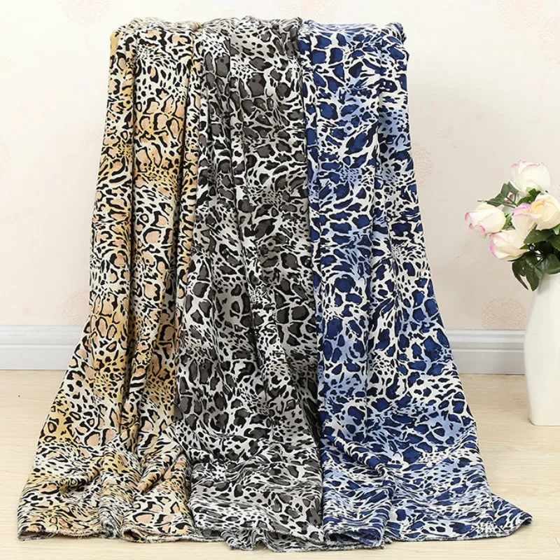 New Leopard Print Stretchy Chiffon Polyester Bag Linen Crepe Fabric Dress Material | Дом и сад
