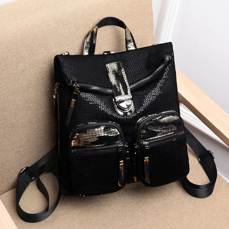 

Europe And America Fashion Sequin Contrast Color WOMEN'S Bag Women's Backpack Daily Life Leisure Bag Trend College Student Bag
