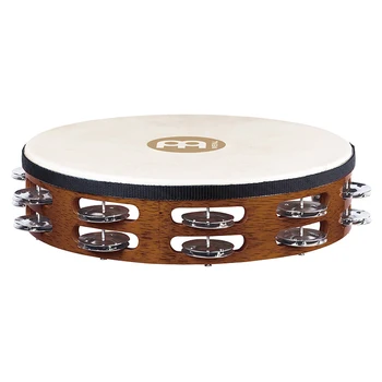 

Tah2ab traditional tambourine 10 ", with skin, 2 rows of bells, Brown, Meinl