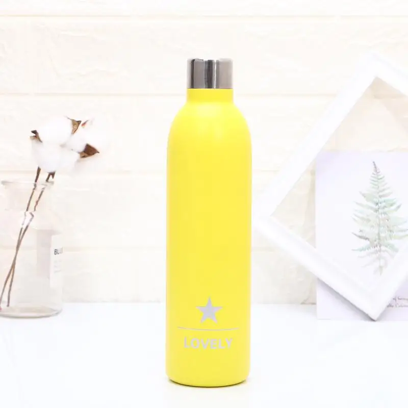 500ml Water Bottle Vacuum Insulated Flask Garrafa Termica Thermos Termo Cup Bullet Shape Outdoor Coffee Cup - Цвет: Yellow