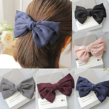 

Fashion Handmade Barrette Bow Hairgrips For Girl Women Headband Steel Clip Pure Color Cloth Hairpin Headwear Hair Accessories
