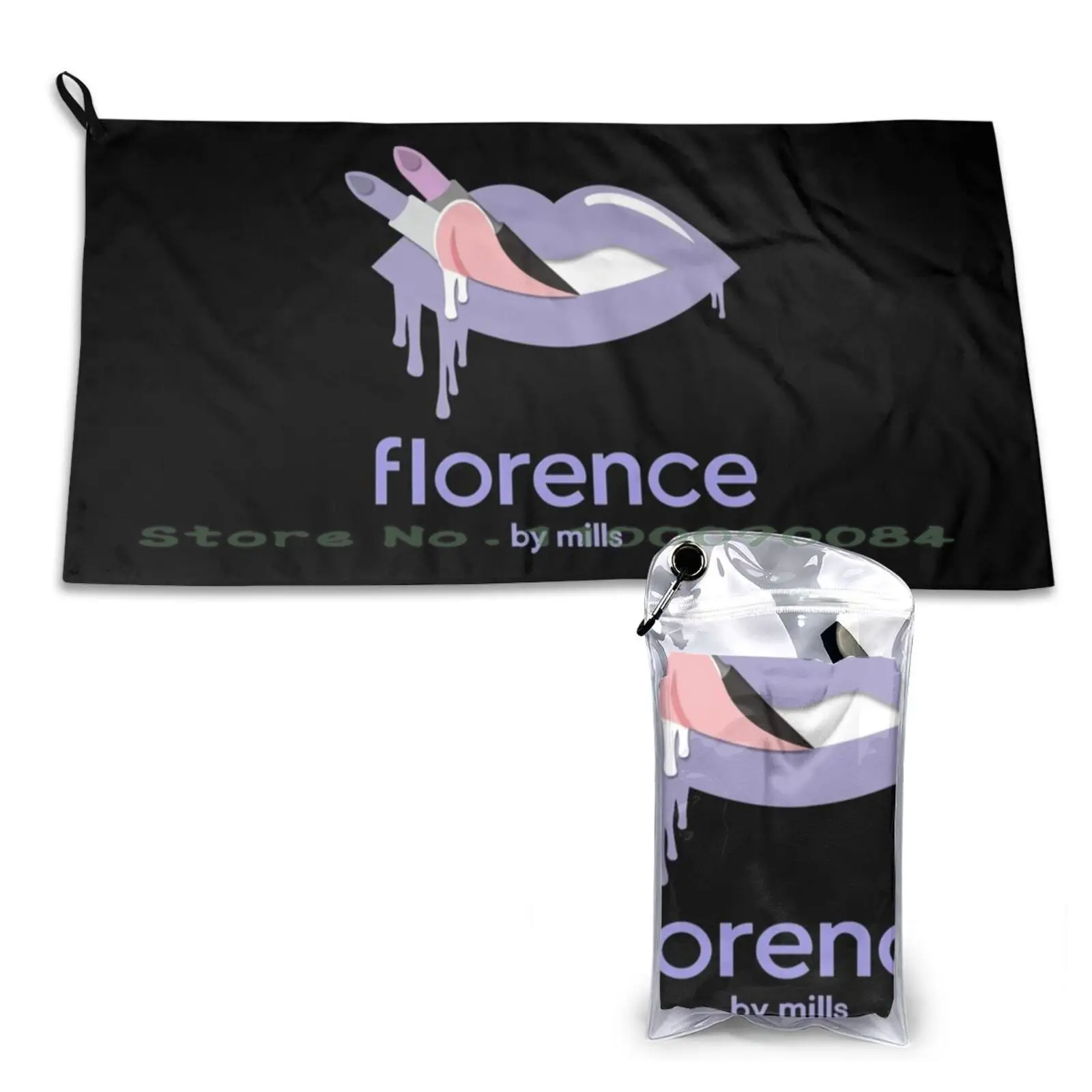 Florence By Mills-Lips Quick Dry Towel Gym Sports Bath Portable Fan Board Red Yellow Not Allowed Scene True Crime Blood Drop