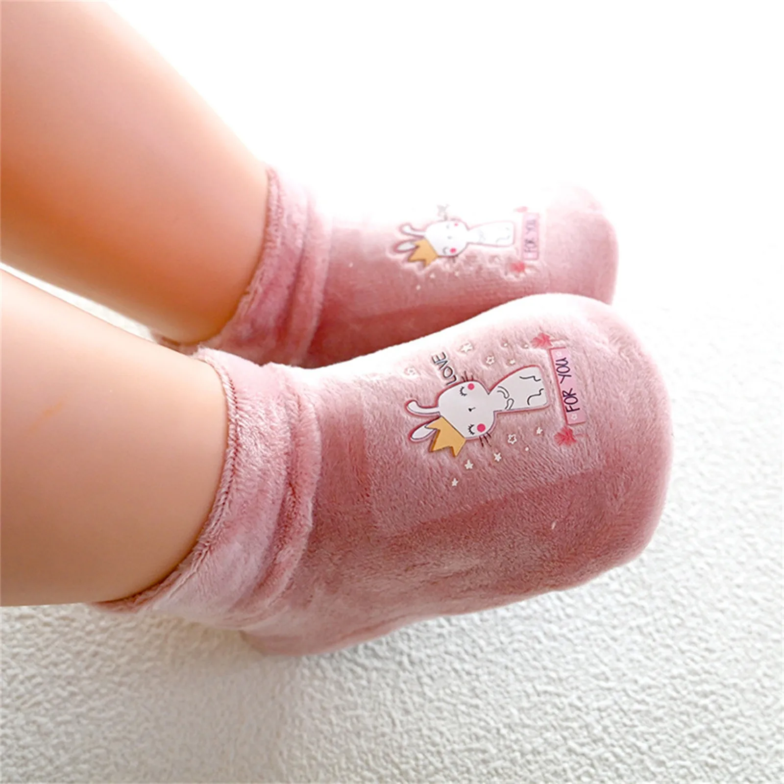 0-4 Years Cotton Baby Boys Girls Socks Rubber Non-Slip Floor Socks Cartoon Animal Pattern Kids Autumn Winter Kid Foot