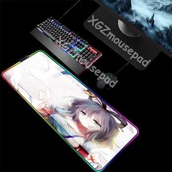 

XGZ Large RGB Mouse Pad Black Lock Edge Popular Japanese Anime Cute Sister Computer Desk Mat Natural Rubber Stripes Non-slip Xxl