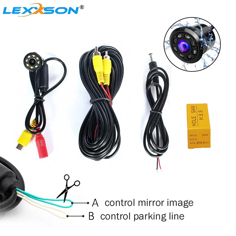 

LEXSSON Waterproof CCD Car Vehicle Rearview Front Side View Backup Reversing Camera with or without Mirror Image Convert Line