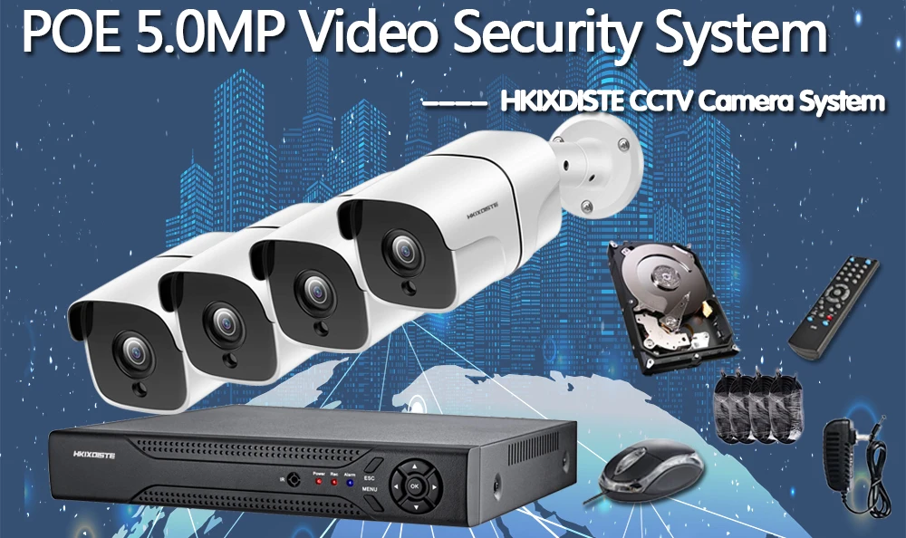 NVR 8CH 5MP CCTV видеонаблюдения H.265+ комплект системы 4 или 8 шт. 5MP POE IP камера водонепроницаемый ночного видения Обнаружение движения оповещения по электронной почте