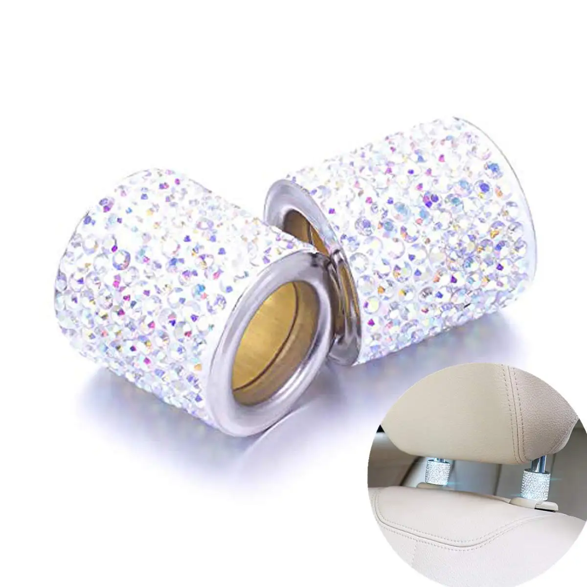 2 шт. Автомобильный подголовник воротник декор Bling Diamond Crystal Стразы Авто грузовики сиденье для внедорожника подвески автомобильные аксессуары для интерьера белый